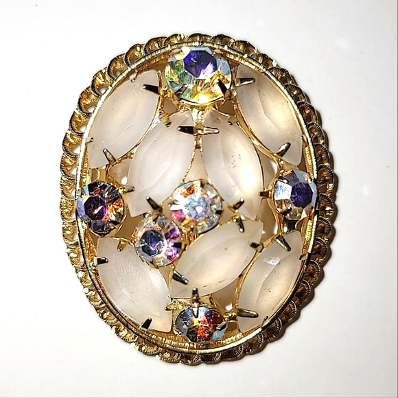 JULIANA FROSTED & AB RHINESTONE BROOCH - VINTAGE BEAUTY - Picture 2 of 7